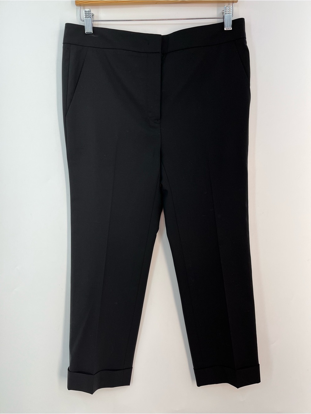 Jil Sander Cropped mid-rise wool pants cropped cuffed black trouser dress 36